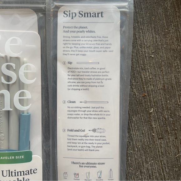 Lot Of 2 GIR Get It Right Ultimate Reusable Straw 4 Piece Set - Travel Size NEW - Picture 2 of 3